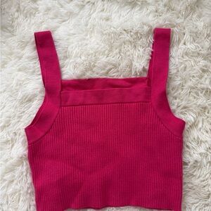 Zara Women's Pink Ribbed Tank Top